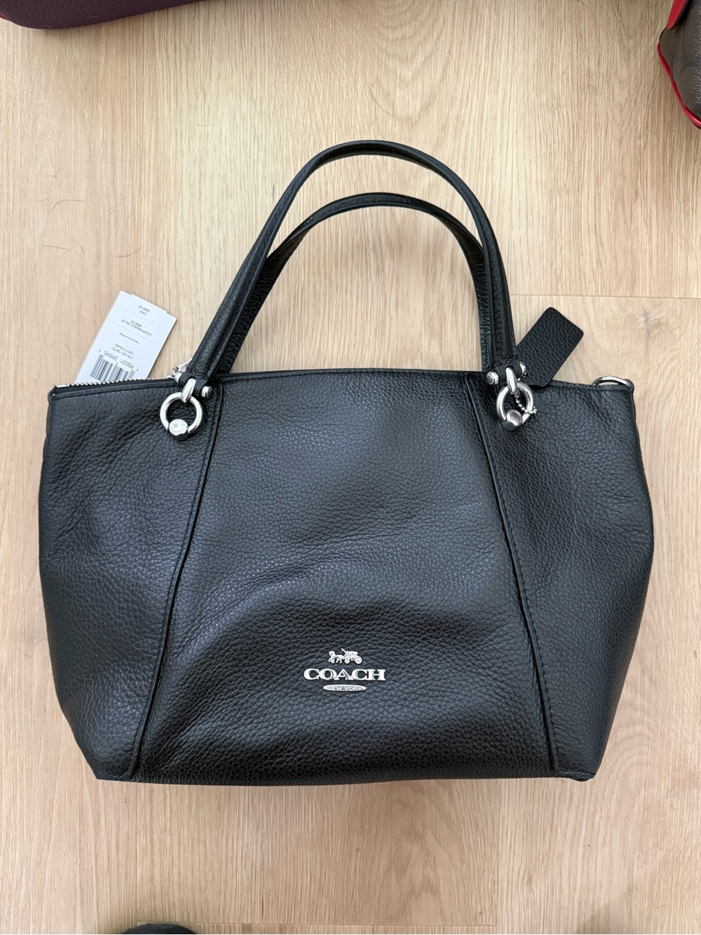 Coach Kacey Satchel Bag Black Pebbled Leather
